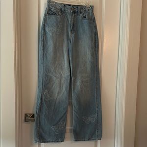Hollister Butterfly Embroidered Blue Jeans